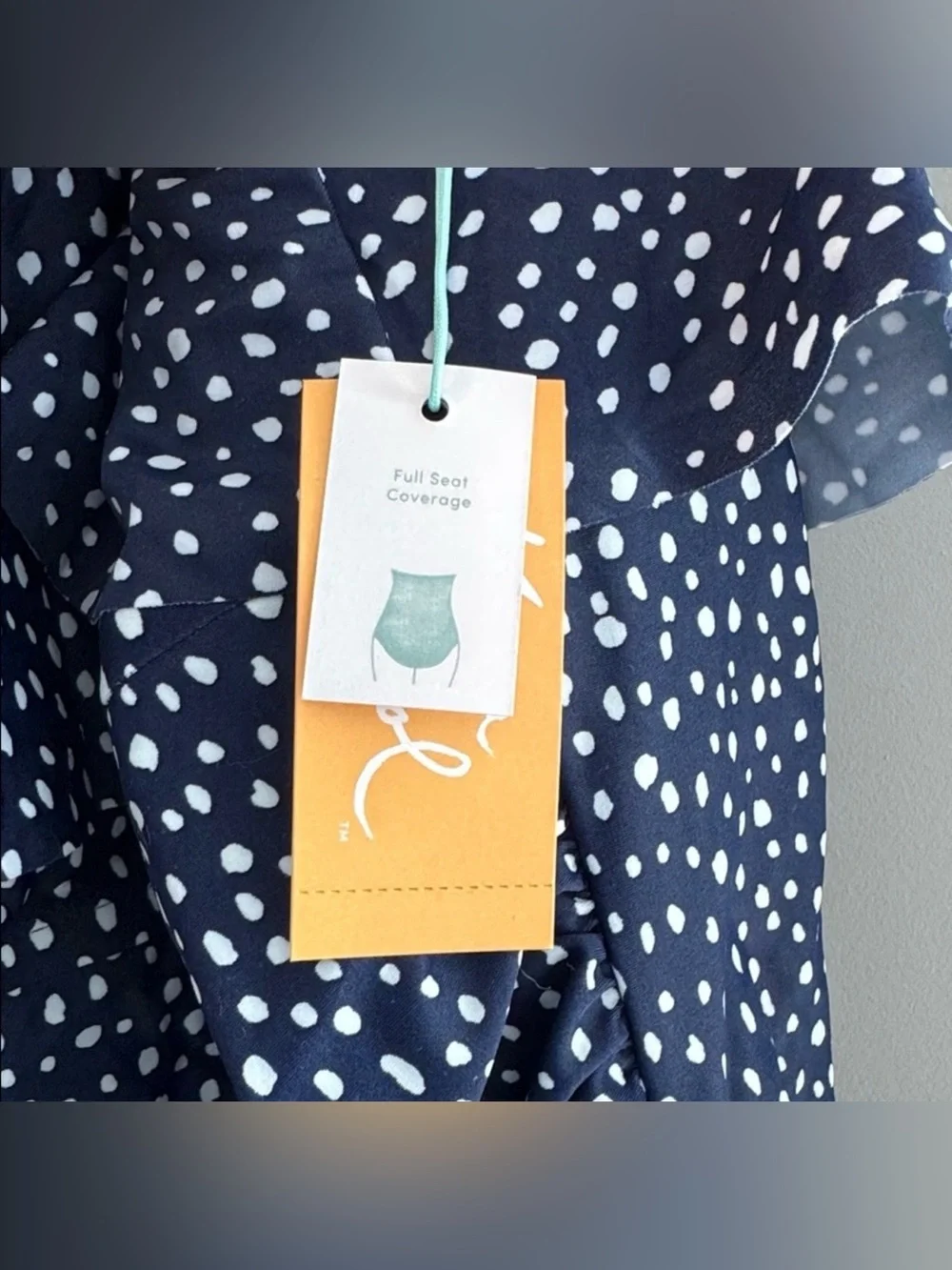 NWT Kona Sol Navy Blue Polka Dot Ruffle One-Piece Swimsuit